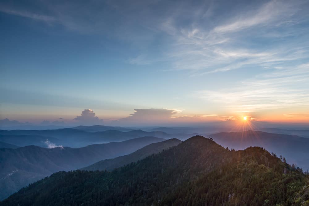 sunset in the Smoky Mountains